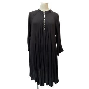 Myrah Penaloza Frida Gown Black Bamboo Rayon Long Sleeve Dress One Size